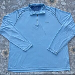 Orvis Quarter Zip Pullover Men XL Blue Long Sleeve Shirt Jersey Fishing